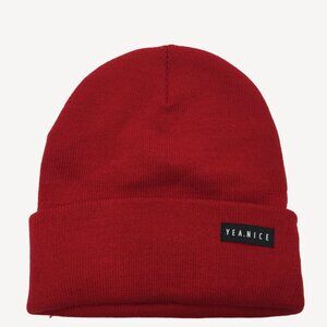 Yea.Nice Mens Legend Knit Cherry Red Folded Beanie Winter Wear Snow Skiing Warm